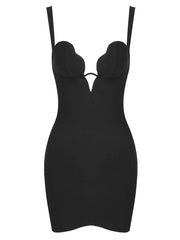 Black Bodycon Deep Cupped Mini Dress