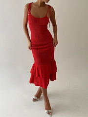 Ruffle Knit Midi Dress