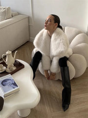 Fur Feather Long Sleeve Tassel Lapel Coat