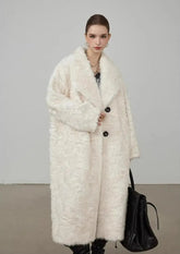 Large Lapel Shaggy Faux Fur Long Jacket