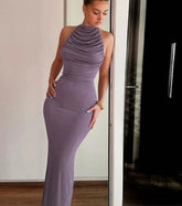 Ruched Halter Maxi Dress