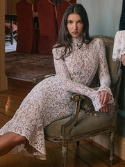 Lace Half High Neck Fishtail Dress