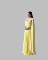 Solid Chiffon Cloak Evening Long Dress