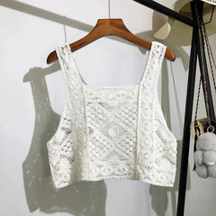 Crochet Hollow Out Geometric Pattern Knitted Top