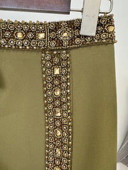 Beaded Diamond Two-Piece Crop Top Split Skirt Set