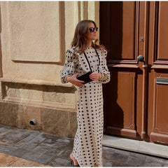 Plaid Puff Sleeve Long Skirt Suit Fashion Ruffles