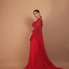 Crystal Beading Evening Dress with Cape Sleeve Customized