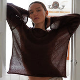 Hollow Solid See-through Long Sleeve Knitted Top