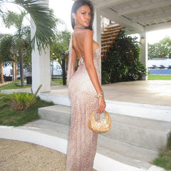 Leopard Print Halter Off-shoulder Dress