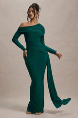 Skew Collar Long Sleeve Maxi Dress