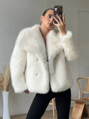 Fur Feather Long Sleeve Tassel Lapel Coat