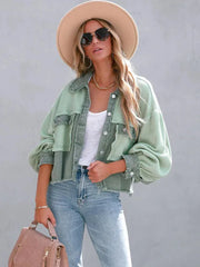 Women Long Sleeve Patchwork Loose Jackets