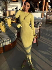 Ribbed Long Sleeve Maxi Dress
