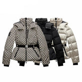 Belt Hooded Down Cotton Windproof Jacket