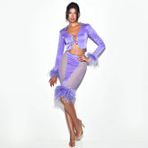 Long Sleeve Jacket and High Waist Skirt Set Outfit