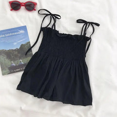 Bow Halter Folds Open Back Camisole Cropped Vest Top