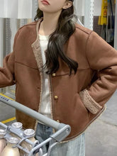 Coffee Faux Leather Fur Coat