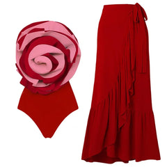 One Piece Swimwear with Skirt Bathing Suit