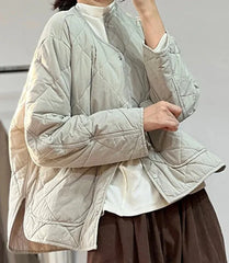 Women Solid Color Loose Quilted Coats