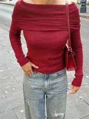 Off-Shoulder Knitwear Pullover Top