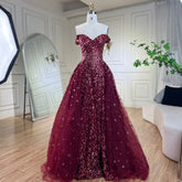 Mermaid Boat Neck Beaded Off Shoulder Gowns