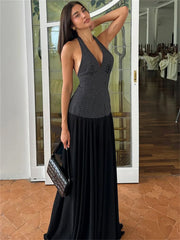 Polka Dot V-neck Fringe Maxi Dress