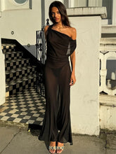 Black Patchwork Off-Shoulder Mesh Long Dress