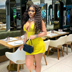 V-Neck Bodycon Mini Dress