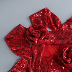 Luxury V-Neck Slit Evening Dress �Floral Hem Party Elegance