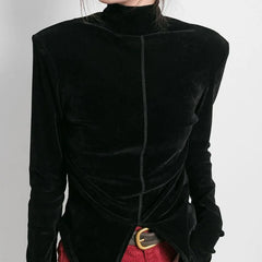 Front Side-slit Solid Color Soft Long Sleeve Top