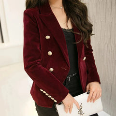 Velvet Double Breasted Women Blazer