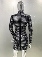 Diamond Crystal Long Sleeved Mini Dress