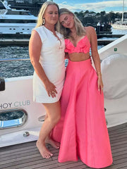 3D Flower Sling Crop Top and A-line Skirt Suit