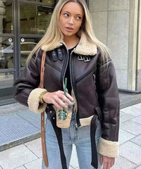 Women's Belted Thick Long Sleeves Coat