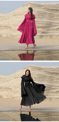 Flare Sleeves Top Elastic Waist Long Skirt Suit
