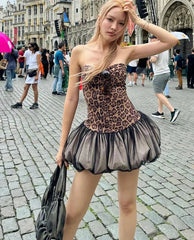 Leopard Print Patchwork Mini Dress