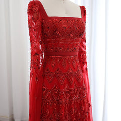 Wine Red Mermaid Evening Gown with Cape Sleeves