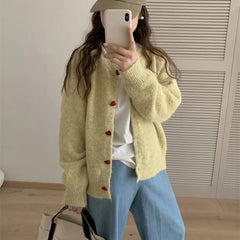 Soft Knit Heart-Shaped Long Sleeve Cardigan