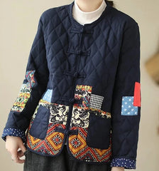 Quilted Print Loose Thick Cotton Coats
