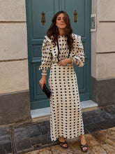 Plaid Puff Sleeve Long Skirt Suit Fashion Ruffles