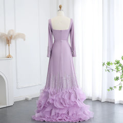 Lilac Ruffles Evening Dresses for Women