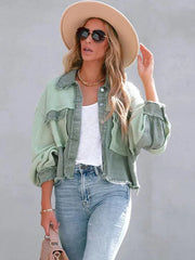 Women Long Sleeve Patchwork Loose Jackets