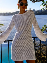O-Neck Long Sleeve Knit Mini Dress