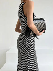 Striped Ribbed Midi Dress