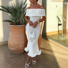 Ruffled Backless Midi Party Dress