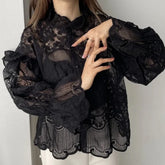 Embroidered Shirt and Strap Two Piece Lace Top