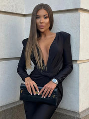 Long Sleeve Black High Waist Jumpsuit Outfits