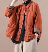 Quilted Ethnic Style Cotton And Linen Coat