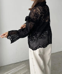 Embroidered Shirt and Strap Two Piece Lace Top