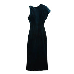 Asymmetric Sleeveless Velvet Dress